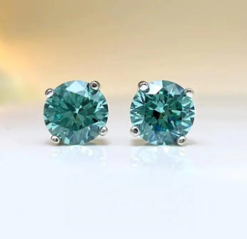 S925 Round Synthetic Moissanite Prong Stud Earrings Anniversary Day Gifts For Men Women